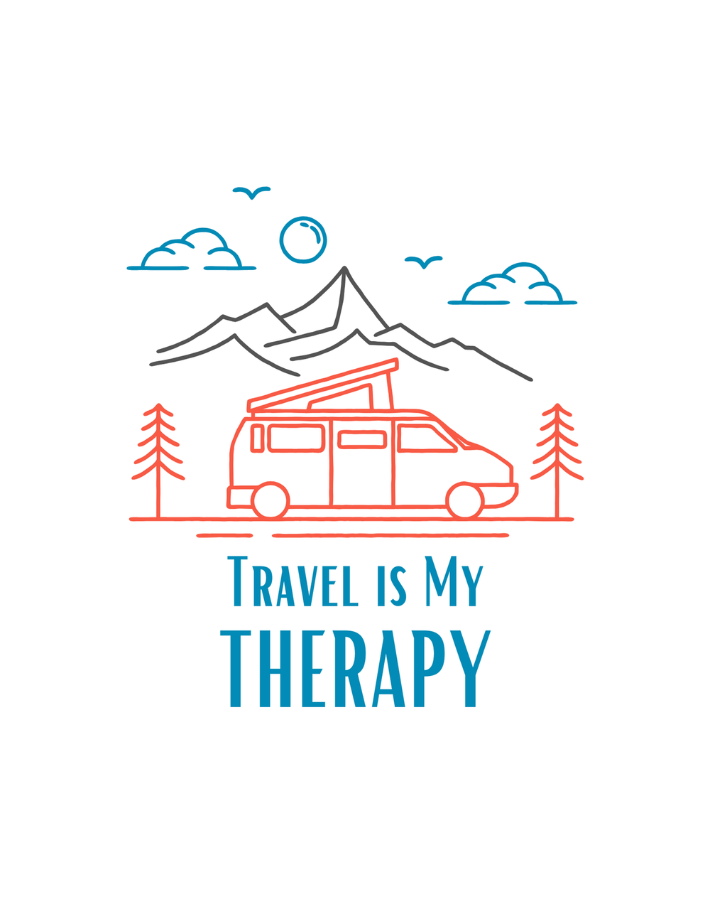 Remera clásica TRAVEL TEE 240 — TRAVEL IS MY THERAPY