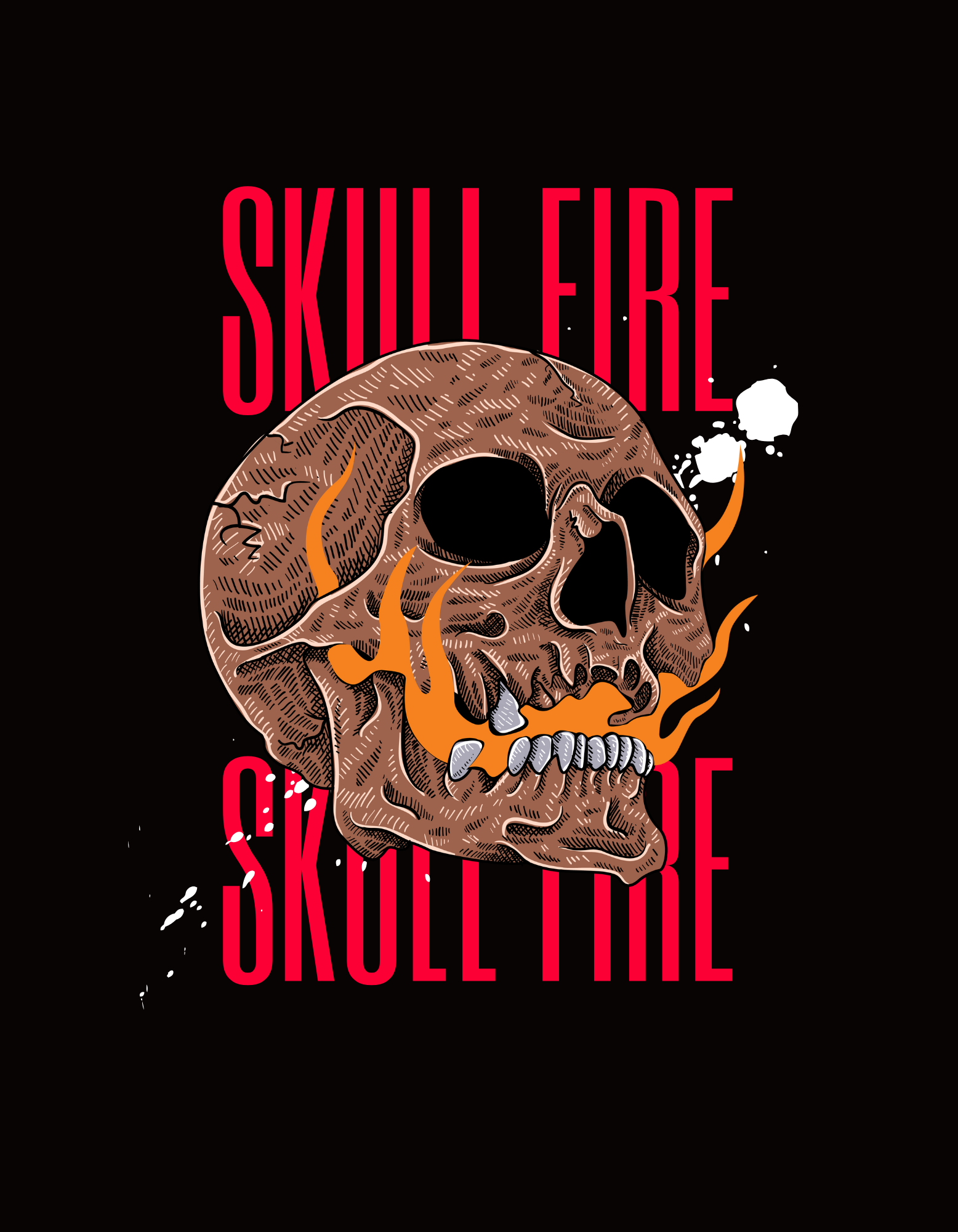 Oversize WEIGHT TEE 240 SKULL FIRE