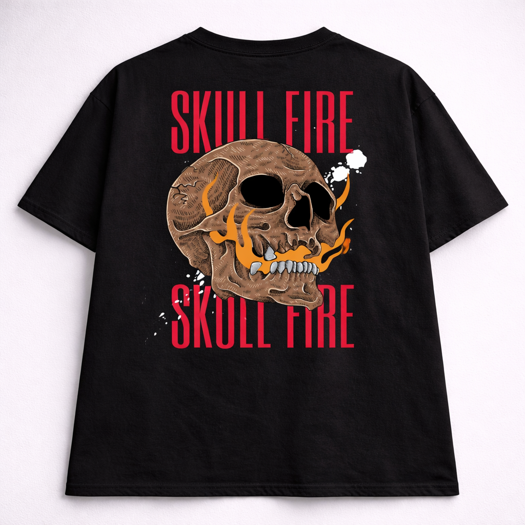 Oversize WEIGHT TEE 240 SKULL FIRE