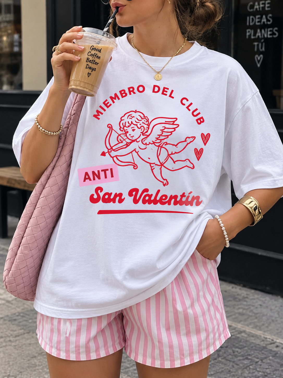 Detalle frontal de la estampa Club Anti San Valentín