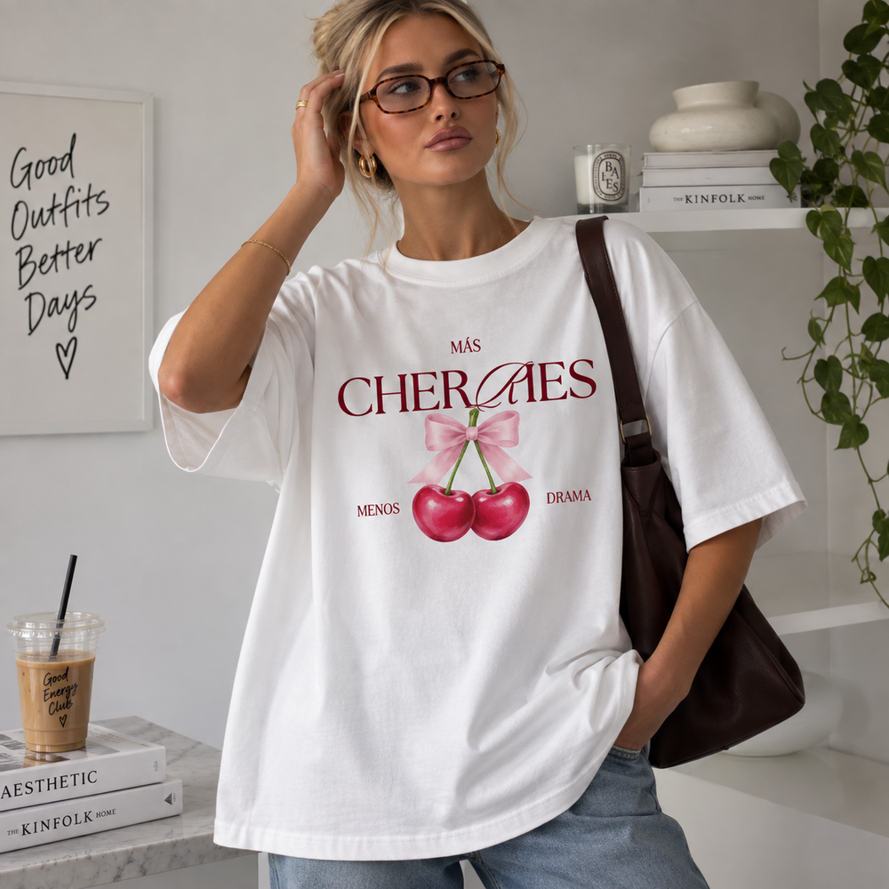 Remera Oversize Más Cherries, Menos Drama