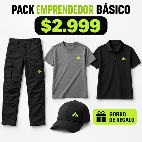 Pack Emprendedor Básico con cargo, remera, polo y gorro de regalo