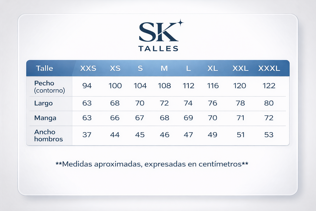 Tabla de talles del canguro de felpa unisex