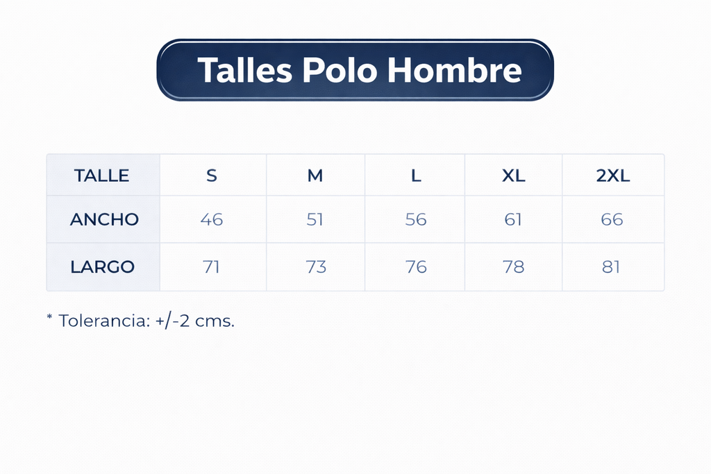 Tabla de talles de remera polo para hombre