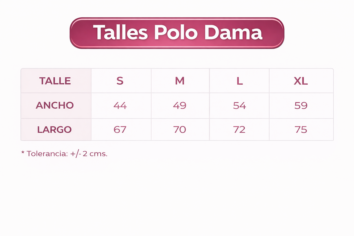 Tabla de talles de remera polo para mujer